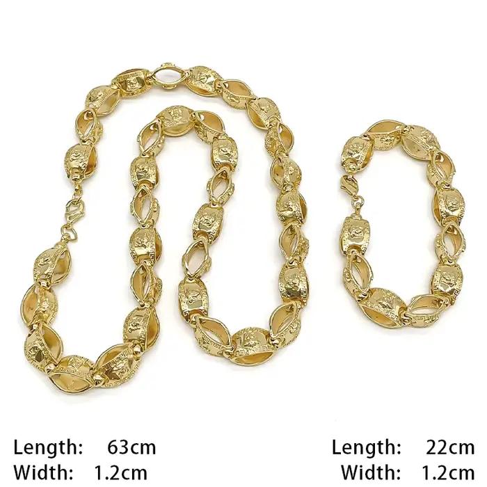 Ensemble de bijoux hip-hop avec collier et bracelet en chaîne longue dorée originale de 24,8 pouces pour homme, bijoux de fiançailles, cadeaux de luxe pour les fêtes