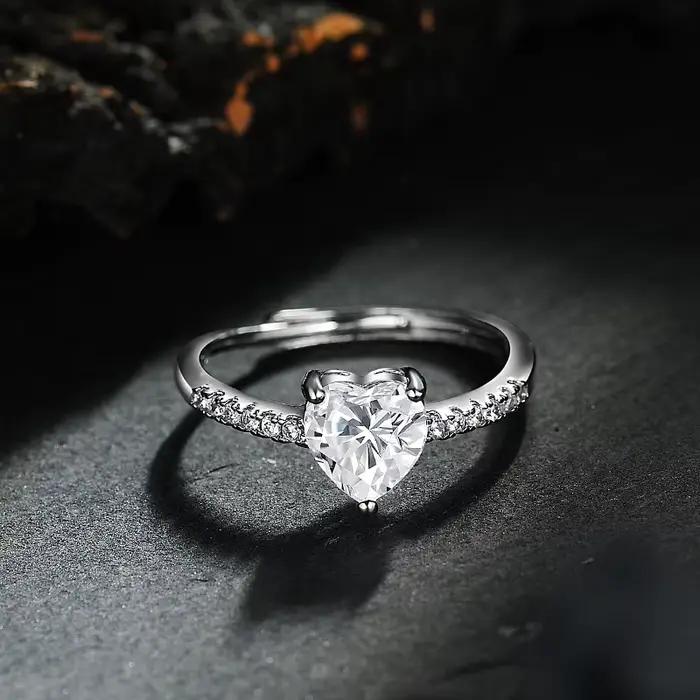 Bague SAY en argent sterling 925 sertie de zirconium blanc classique pour femmes occasions spéciales soirée mariage