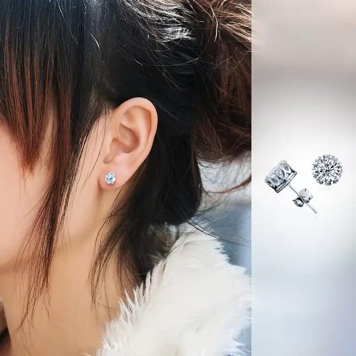 Boucles d'oreilles en argent sterling 925 véritable avec zircon cubique
