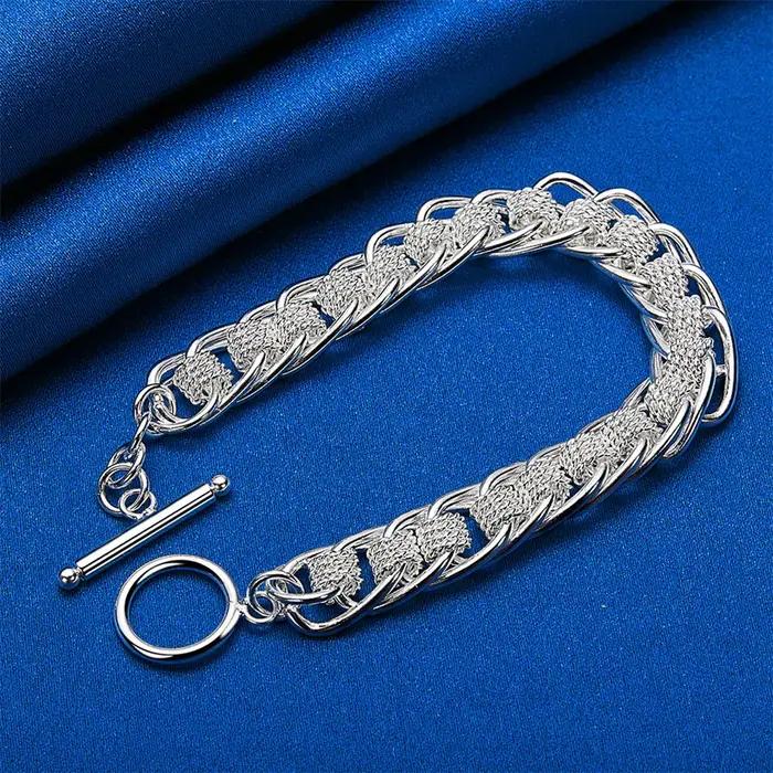 Bracelet en maille ronde exquise de 8 pouces en argent sterling 925