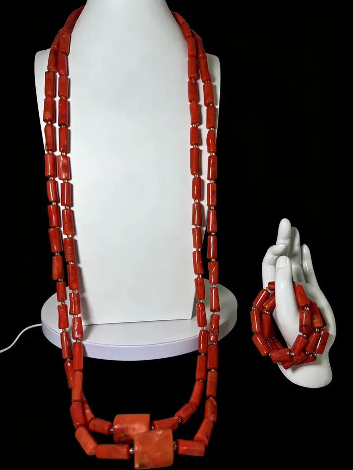 Ensemble de bijoux en perles de corail africaines de luxe pour mariage et cérémonies traditionnelles pour femme occasions spéciales