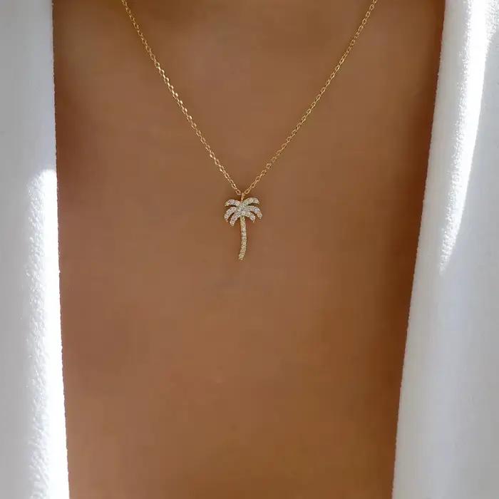 Collier en cristal de palmier AMP pour femme, tour de cou JOChoker, bijoux exquis, clavicule en méta