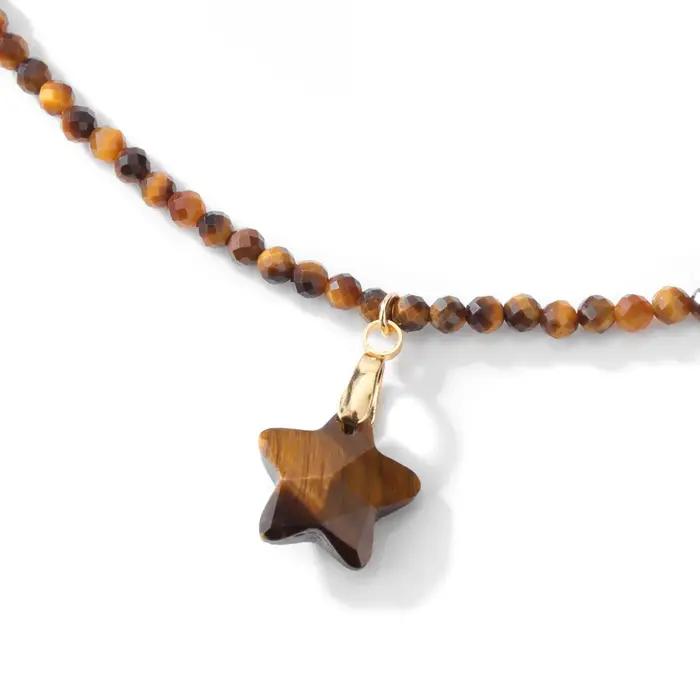 Collier pendentif en pierre étoile à cinq branches