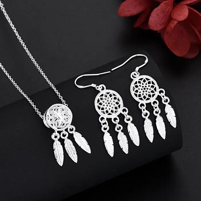 URMYLADY – collier et boucles d'oreilles en argent Sterling 925 pour femmes, ensemble rétro, cadeau