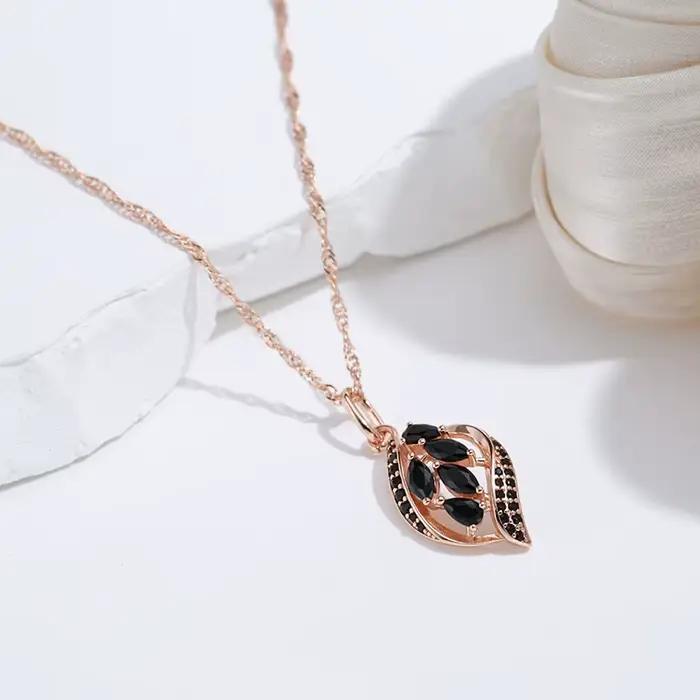 SYOUJYO – collier avec pendentif pavé en Zircon naturel noir pour femmes