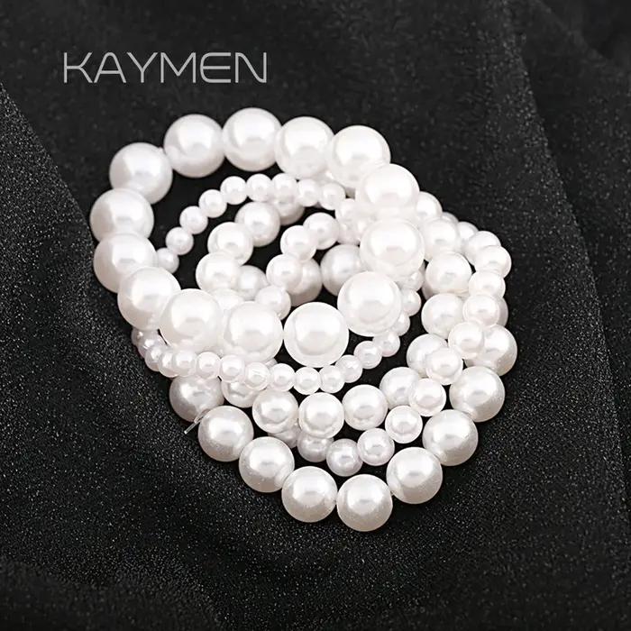 5 pièces par ensemble élastique Imitation perles Bracelets pour femme taille