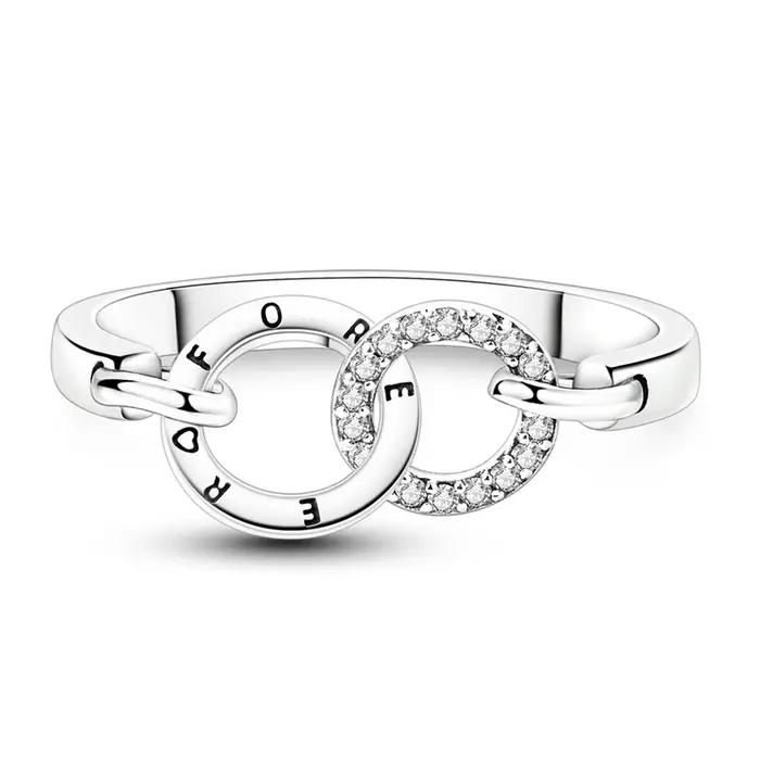 Bague circulaire mobile scintillante en argent Sterling 925