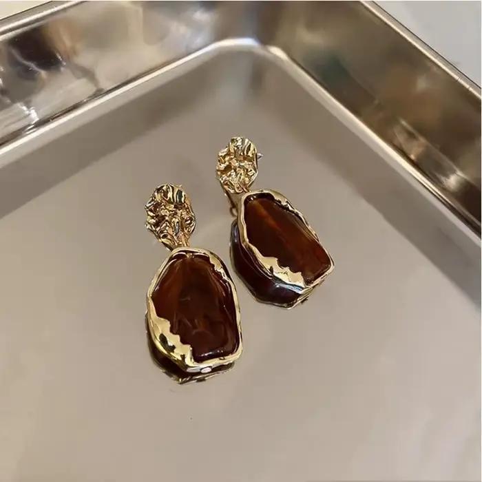 Nouvelles Boucles d'Oreilles en Résine Géométriques Irrégulières Corée 2026 pour Femme, Bijoux de Mode pour Mariage et Fête, Cadeau, Vente en Gros
