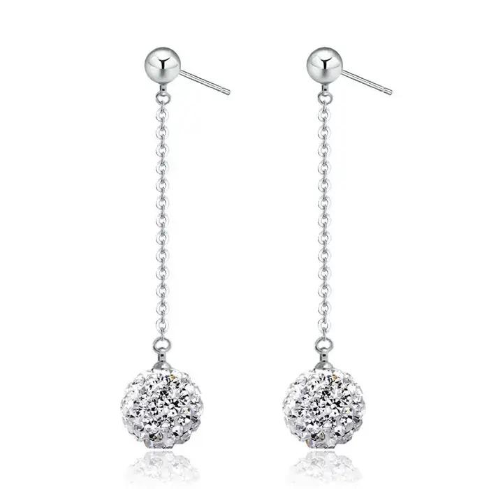 Boucles d'oreilles longues en argent sterling 925 romantiques et mignonnes pour femmes pour les mariages et autres occasions spéciales