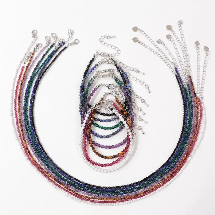 Ensemble collier et bracelet de pierres précieuses pour femmes et filles