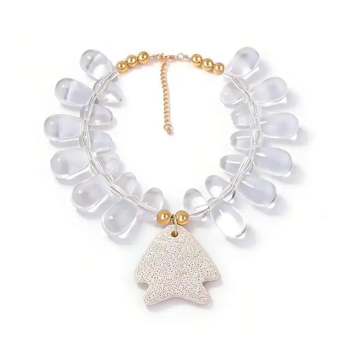 Collier bohème à grosses perles pour femme
