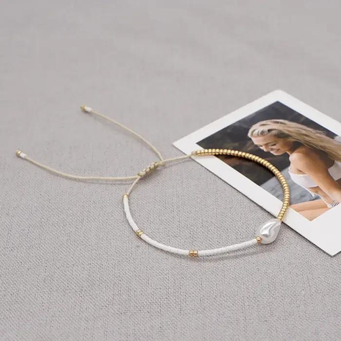 Go2BoHo – Bracelet de perles baroques simples et fines pour femmes