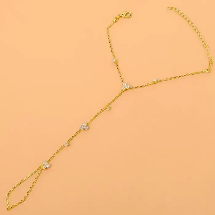 Bracelet géométrique en métal et cristal pour femmes