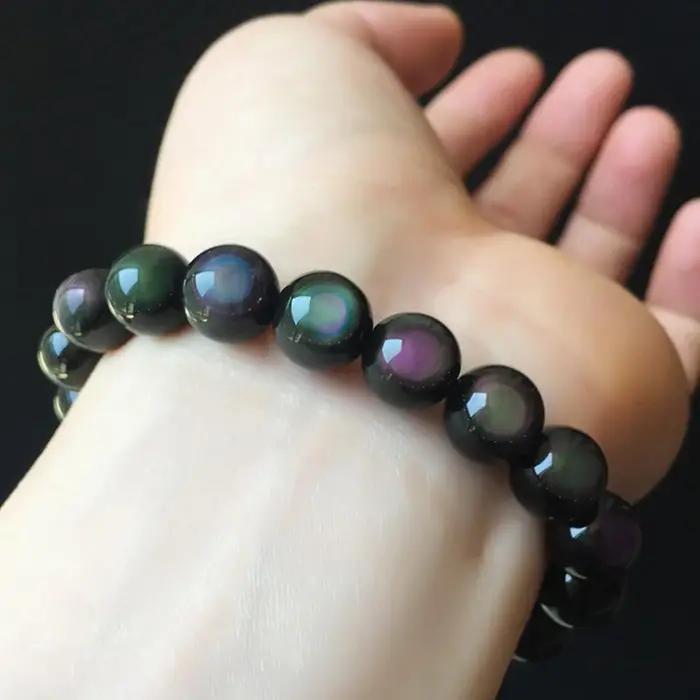 Bracelet en obsidienne œil arc-en-ciel naturel