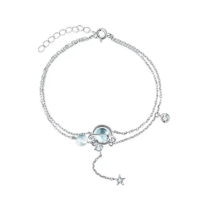 Double Bracelet en argent Sterling 925 de 19CM