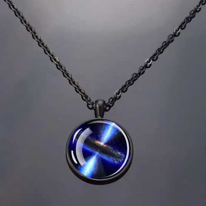 Collier planète galAct phosphorescente avec pendentif en verre