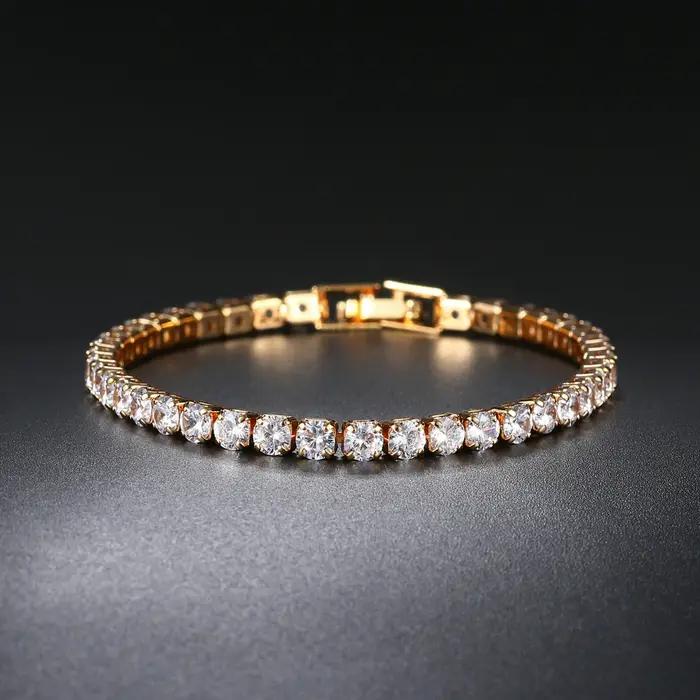 Hiphop Tennis Bracelet Homme glacé 3/4/5mm zircon cubique hommes chaîne en cristal sur la main