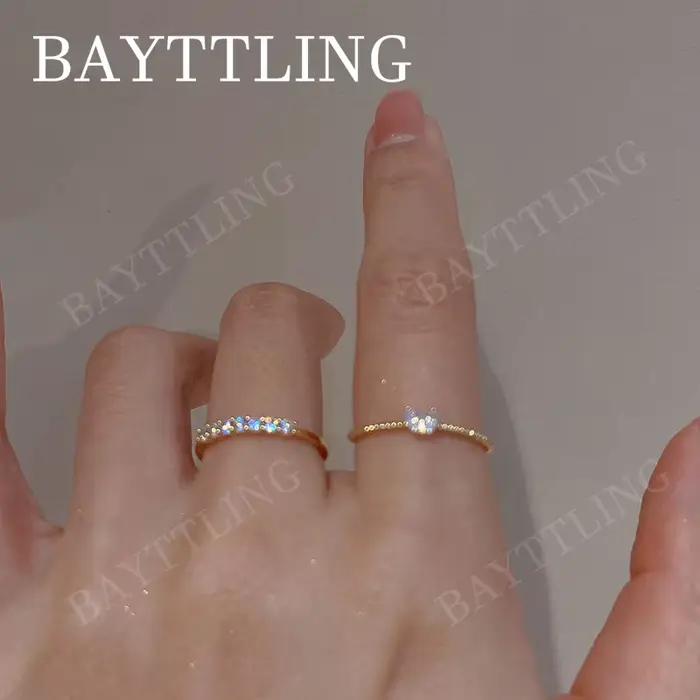 Bague ouverte en argent Sterling 925 pour femmes, breloque en forme de cœur scintillant, en Zircon, à la mode, Punk, cadeau de fête, bijoux de noël