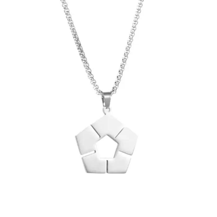 Mode créative Couples chaîne en acier inoxydable couleur argent Cosplay Collier Anime