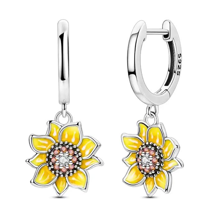 Boucles d'oreilles en argent Sterling 925, crème, tournesol, goutte d'eau, pour anniversaire, bijoux