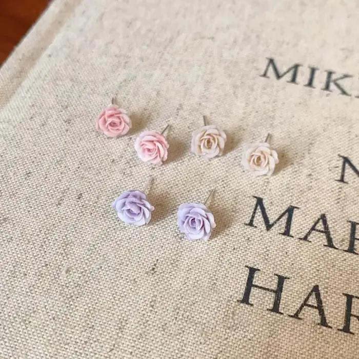 Boucles d'oreilles à fleurs roses pour femmes et filles