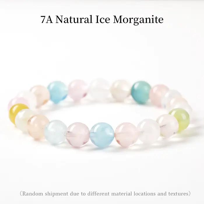 Bracelet en morganite naturelle 7A, perles de béryl multicolores pour femmes, bijoux élégants en pie