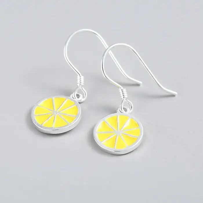 Boucles d'oreilles pendantes en argent Sterling 925 pour femmes, en forme de citron, bijoux coréens