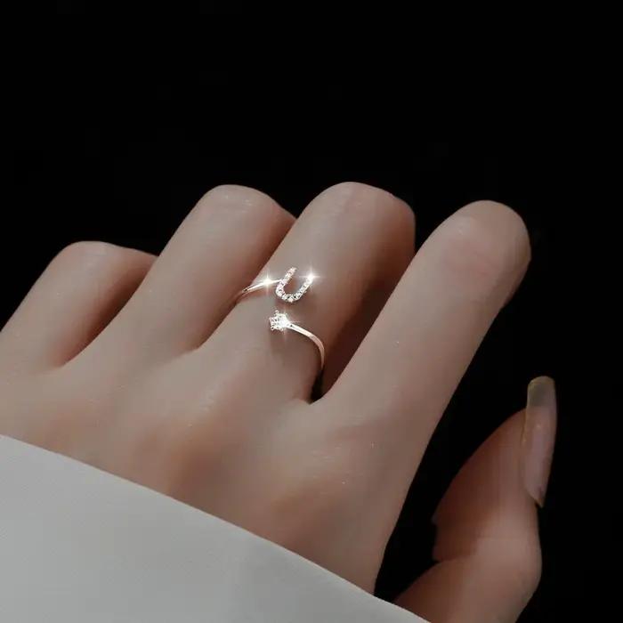 Bagues initiales en argent sterling 925 pour femmes et filles