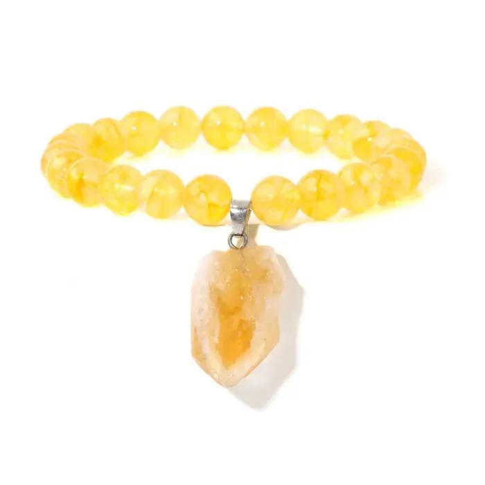 Bracelet de perles de Citrines naturelles rugueuses irrégulières