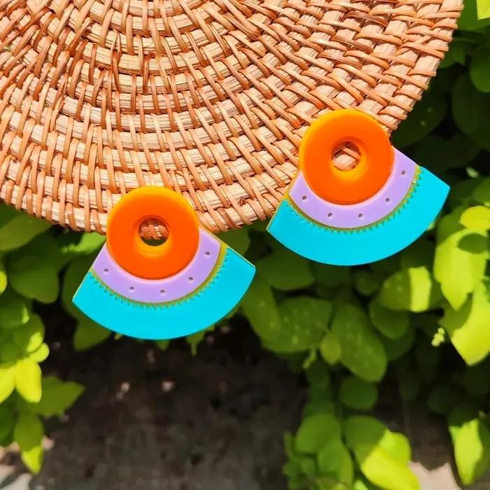 KUGUYS Flabellate tendance grande boucle d'oreille pour les femmes futur Style bohème Boho bijoux accessoires