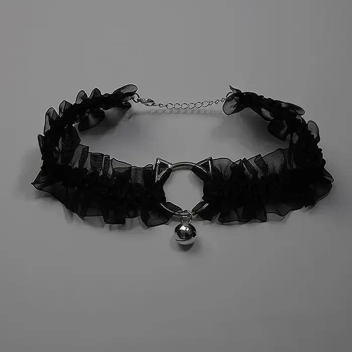 Collier Lolita en dentelle pour femmes, cloche de chat, ras du cou, chaîne de clavicule, accessoires
