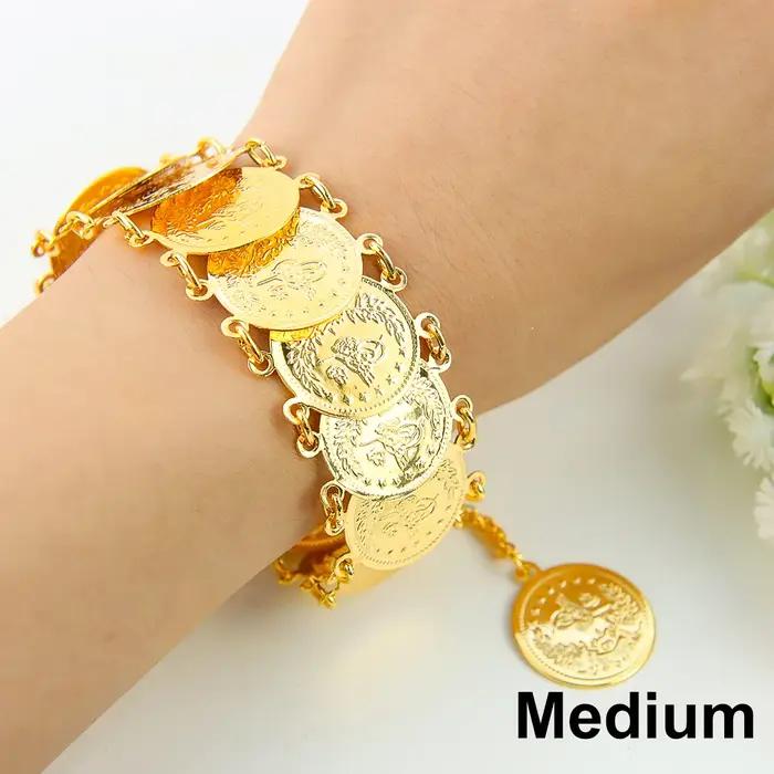 Bracelet de pièces de monnaie kurde plaqué or 21 carats