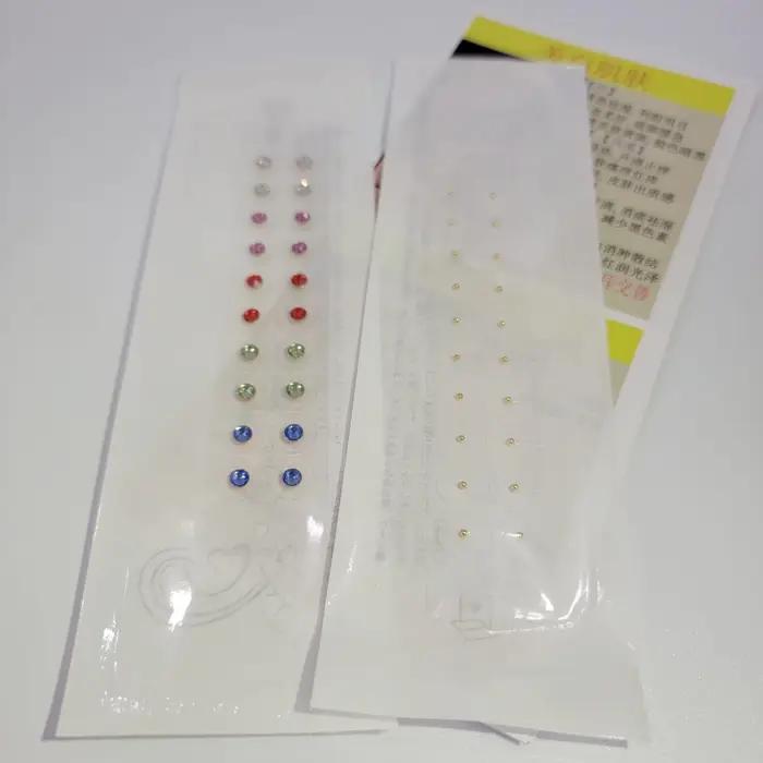 Graines d'oreille en or 24K, pierre précieuse en cristal, perle magnétique, bande transparente, autocollant auriculaire, graines d'oreille, Acupuncture