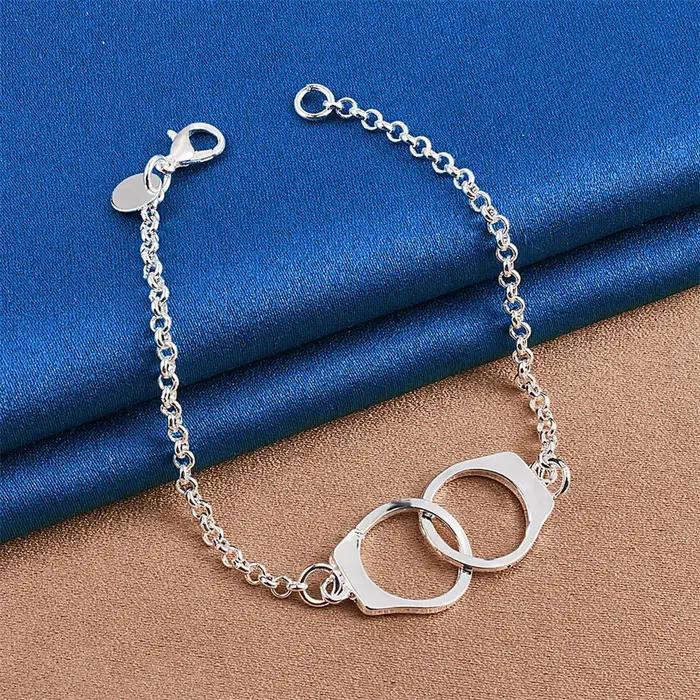 Menottes et bracelets exquis en argent sterling 925 de 8 pouces