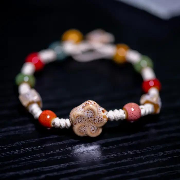 Bracelet en céramique Harmony Arc-en-Ciel design floral bohème pour femmes occasions spéciales