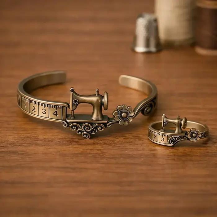 Bracelet créatif en alliage à thème machine à coudre pour femme