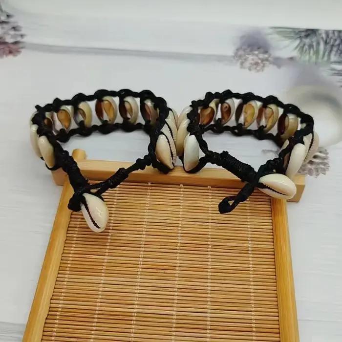 Bracelet Tissé en Perles de Coquillage pour Femmes et Hommes Classique Bracelet d'Identification Corde Tissée à la Main Occasions Spéciales Polyvalent