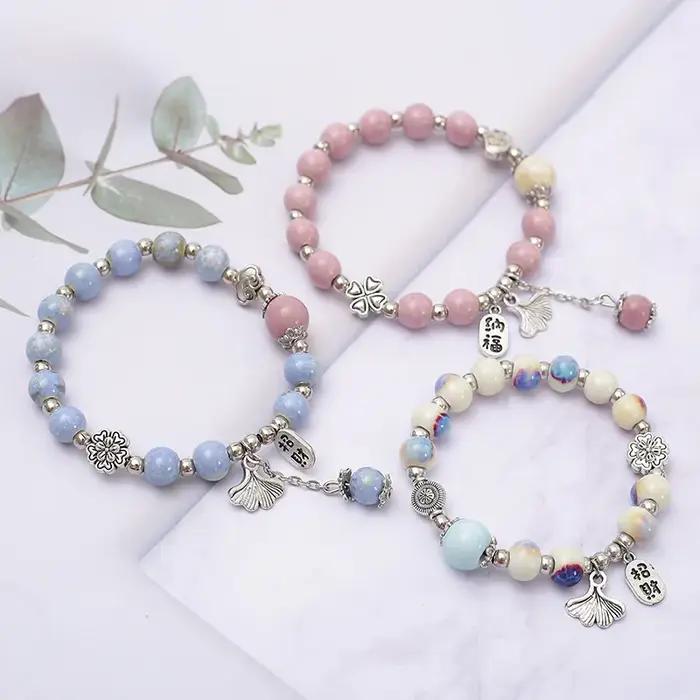 Bracelet en céramique rétro artistique pour femme
