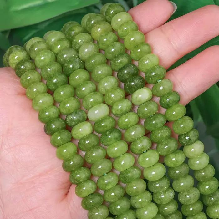 Perles d'olivine naturelles en forme de rondelle abaque 5x8mm, plates et rondes, pour la fabrication de bijoux, breloques DIY, bracelets, perles en vrac