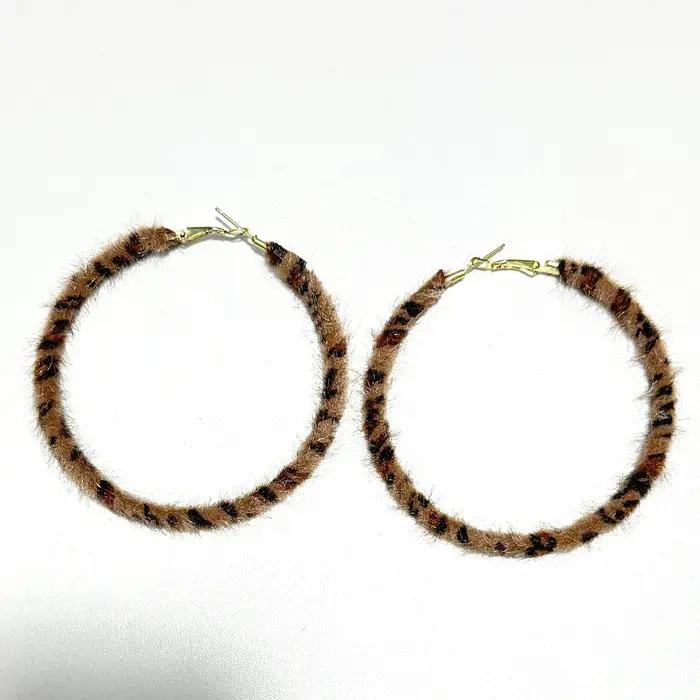 Y2K – boucles d'oreilles imprimées léopard rose pour femmes