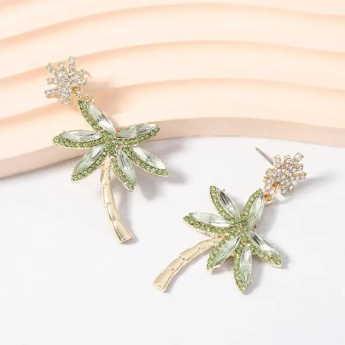 Boucles d'oreilles pendantes en alliage incrustées de diamants