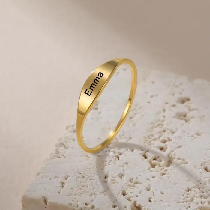 Cazador – bagues avec nom personnalisé pour femmes, en acier inoxydable, couleur or, numéro de Date personnalisé, bague gravée, bijoux, cadeau de saint valentin