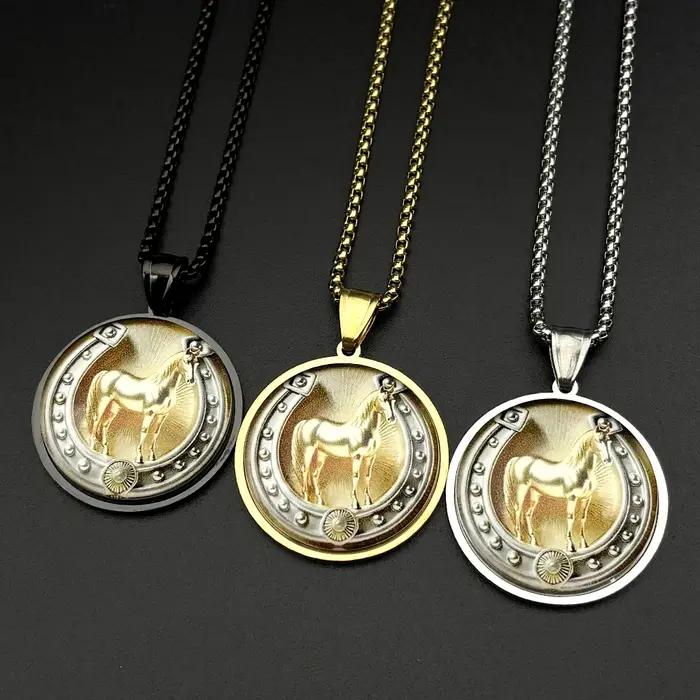 Collier fer à cheval en acier inoxydable pour femmes et hommes