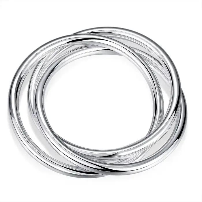 Bracelet élégant en argent Sterling 925 à trois anneaux pour femmes occasions spéciales soirée anniversaire cadeau chic