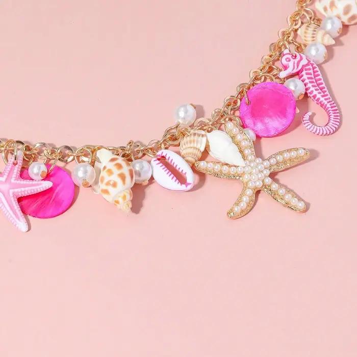 1 perle coquille étoile de mer hippocampe pendentif collier bohème station bord de mer