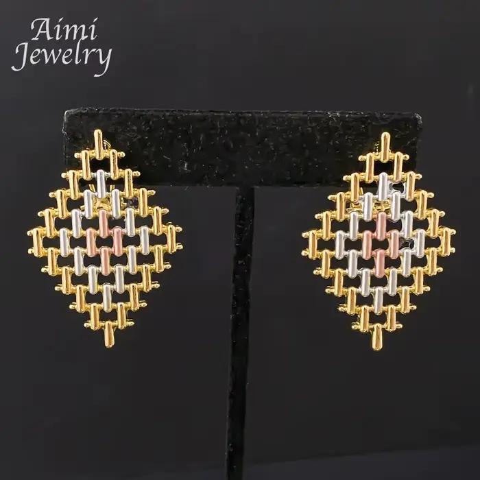Ensemble de bijoux plaqués or 18 carats pour femmes, 4 pièces, collier, boucle d'oreille, Bracelet, bague, cadeaux de fête de mariage, usage quotidien, exquis