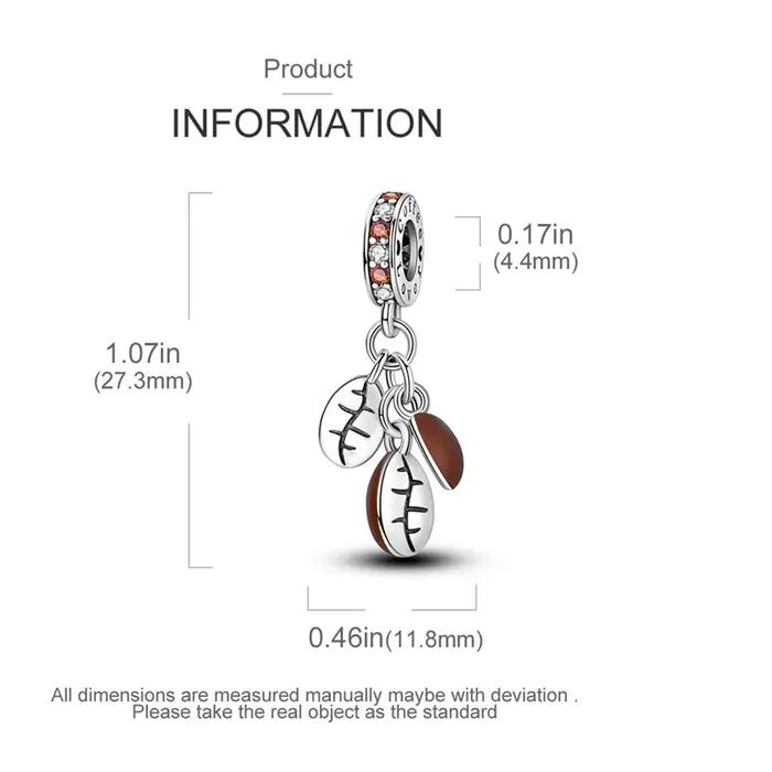 Plaqué 925 argent grain de café exquis Style quotidien breloques ajustement Original 925 bracelet