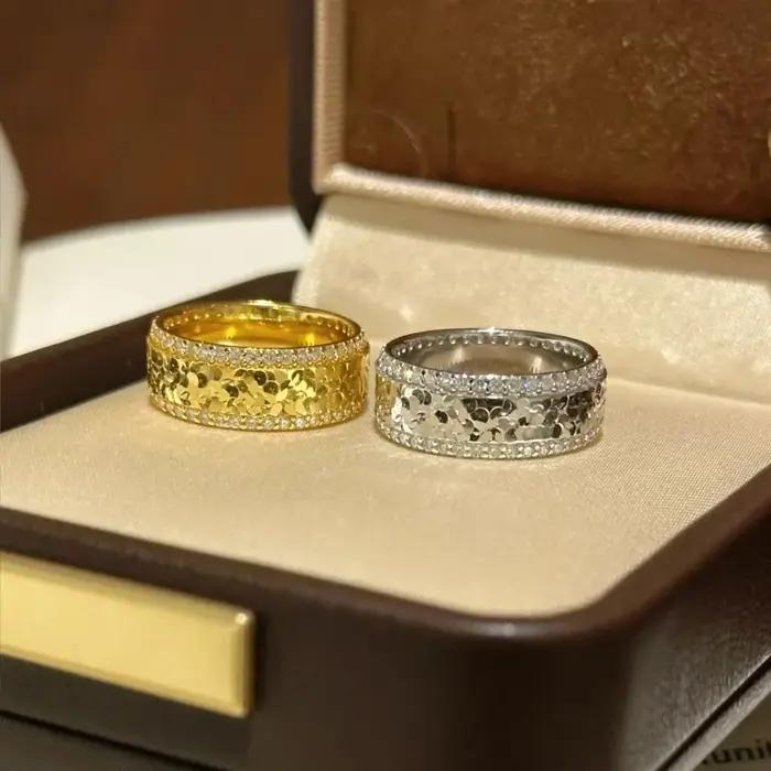 Bague Vintage en argent 925 avec diamants cloutés et paillettes