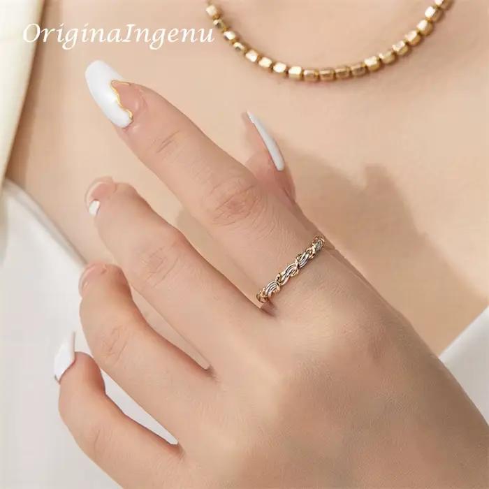 Bague tissée en argent 925 véritable pour femmes
