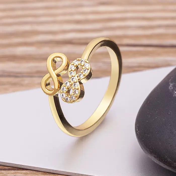 Nidin – bague ouverte en cuivre et Zircon pour femmes, Design infini créatif, mode exquise, bijoux d